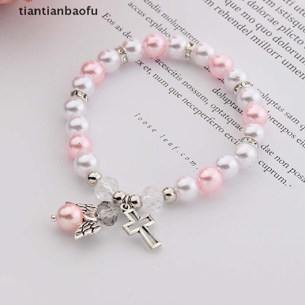 [tiantianbaofu] Baby Shower Favor Christening Bracelet Angel Baby Shower Girl Boy Baptism Gift Boutique