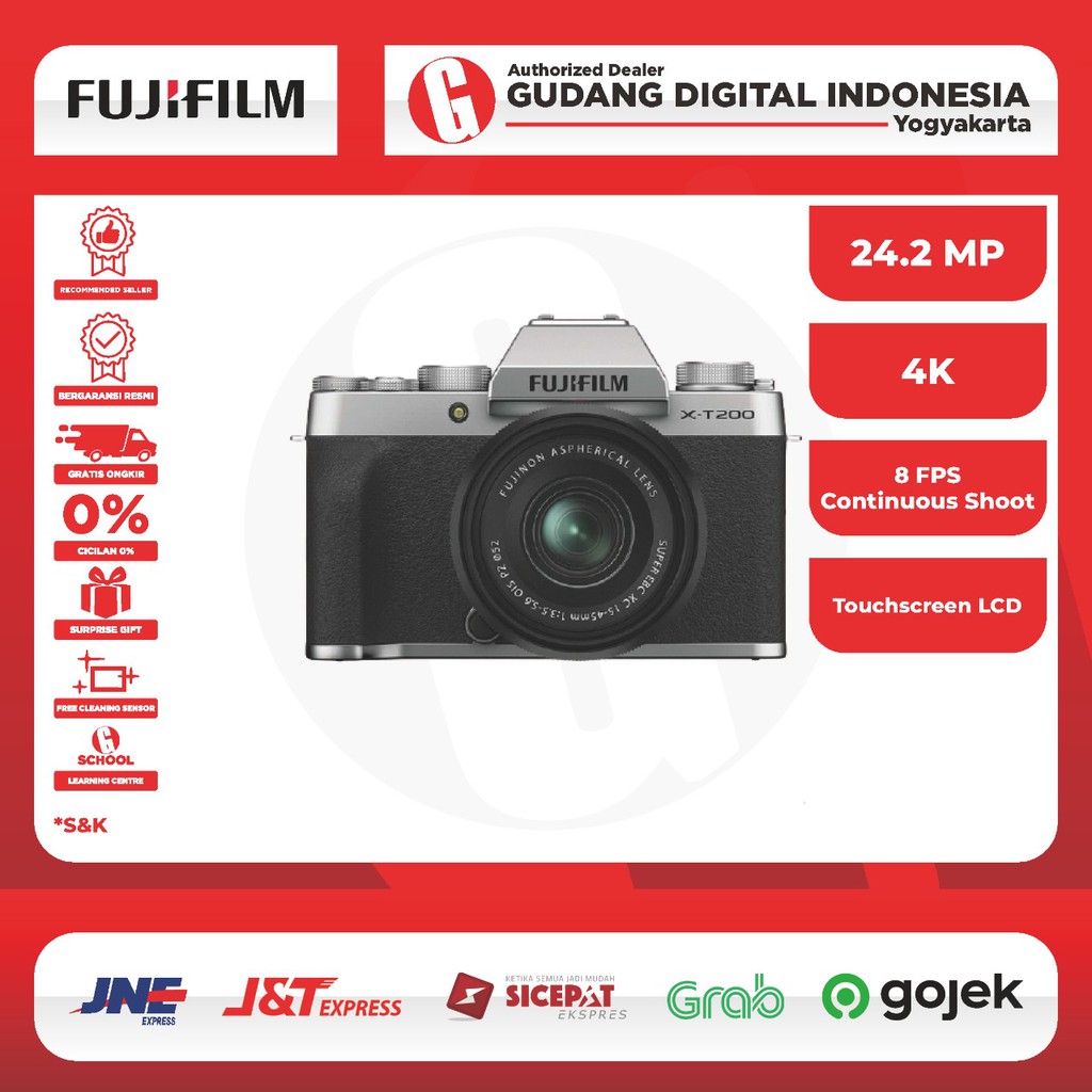 Kamera Mirrorless Fujifilm X-T200 XT200 15-45mm f3.5-5.6 OIS PZ  garansi resmi fujifilm