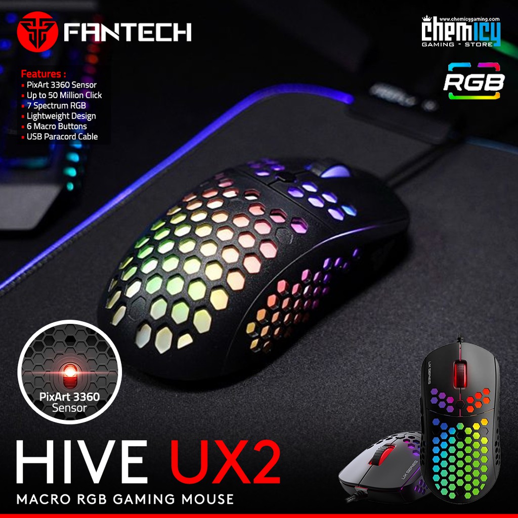 Fantech Hive UX2 Pixart 3360 RGB Lightweight Gaming Mouse