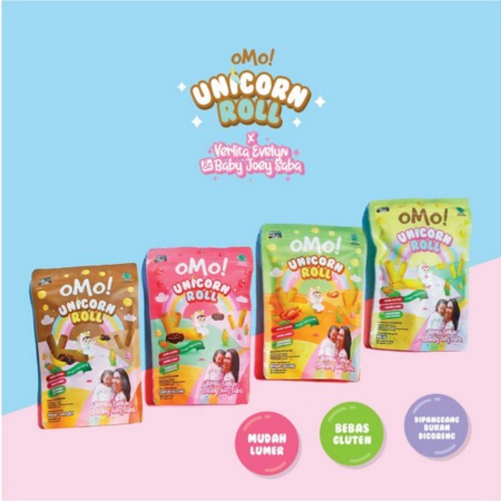 OMO Unicorn Roll / OMO! Healthy Snack / Omo ! Snack Cemilan Sehat Bayi 12 bulan+