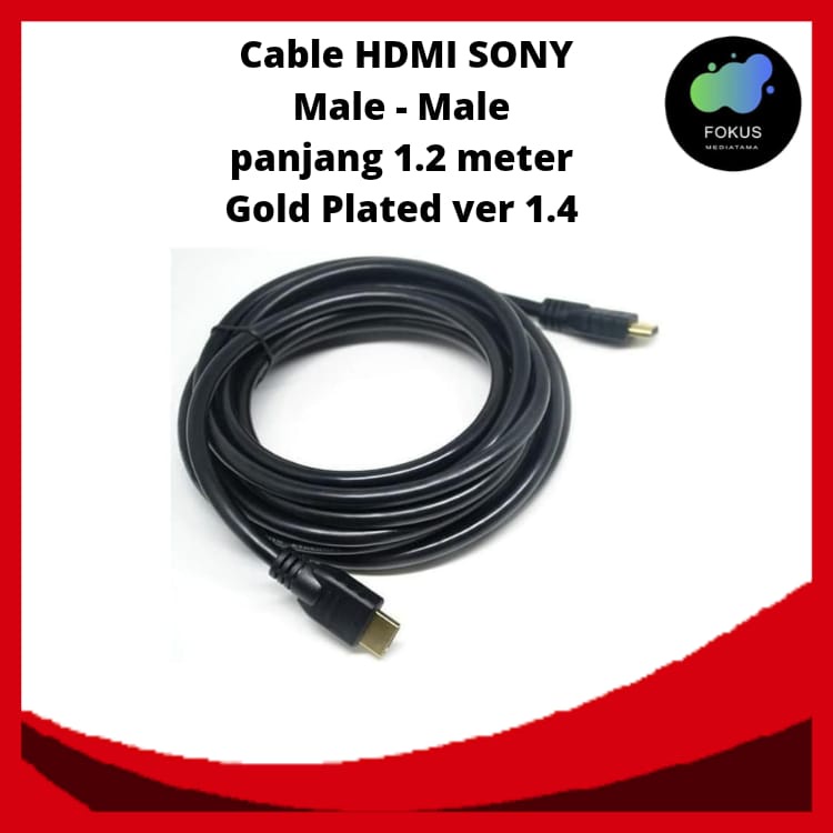 Kabel HDMI SONY Male - Male 1.2m Gold Plated versi 1.4 14436