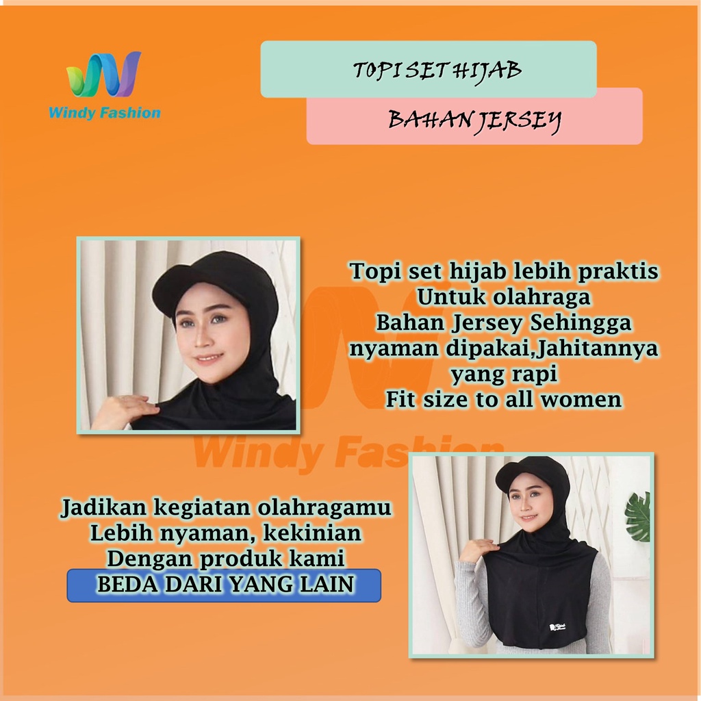 Hijab Jilbab Topi Sport Sporty Olahraga Instant Bulutangkis Yoga Lari Senam-2