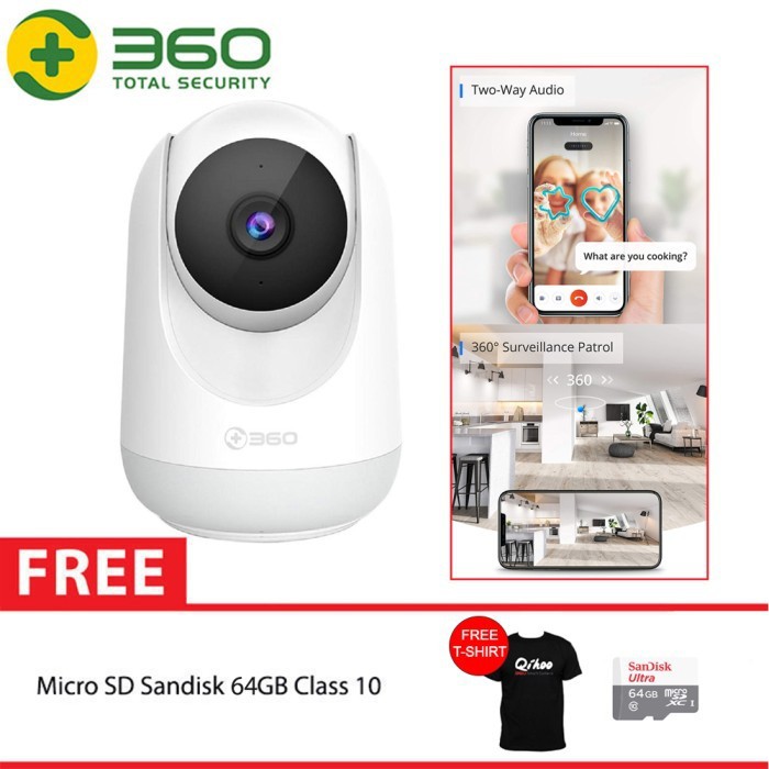 QIHOO D806 360 Smart IP Camera CCTV WIFI Night Vision Pan Tilt + 64GB