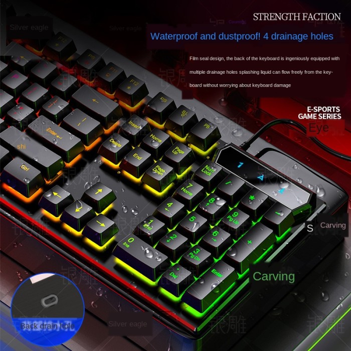 Triple W Keyboard Gaming Mechanical Wired LED RGB Light Panel Komputer