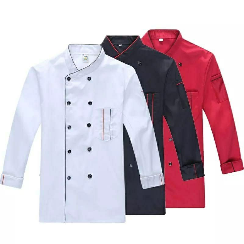 Kemeja kerja Baju koki jacket/Kameja Chef lengan panjang