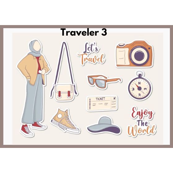 Sticker Hijab Travel Muslim Traveler Tumblr Stiker Aesthetic Murah Lucu