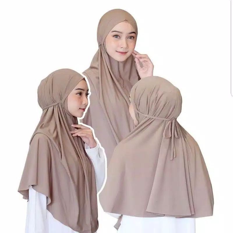 Hijab Bergo Jersey Tali Instan Jersey Premium /jilbab khimar simple maryam ZAKIA jersey premium-2