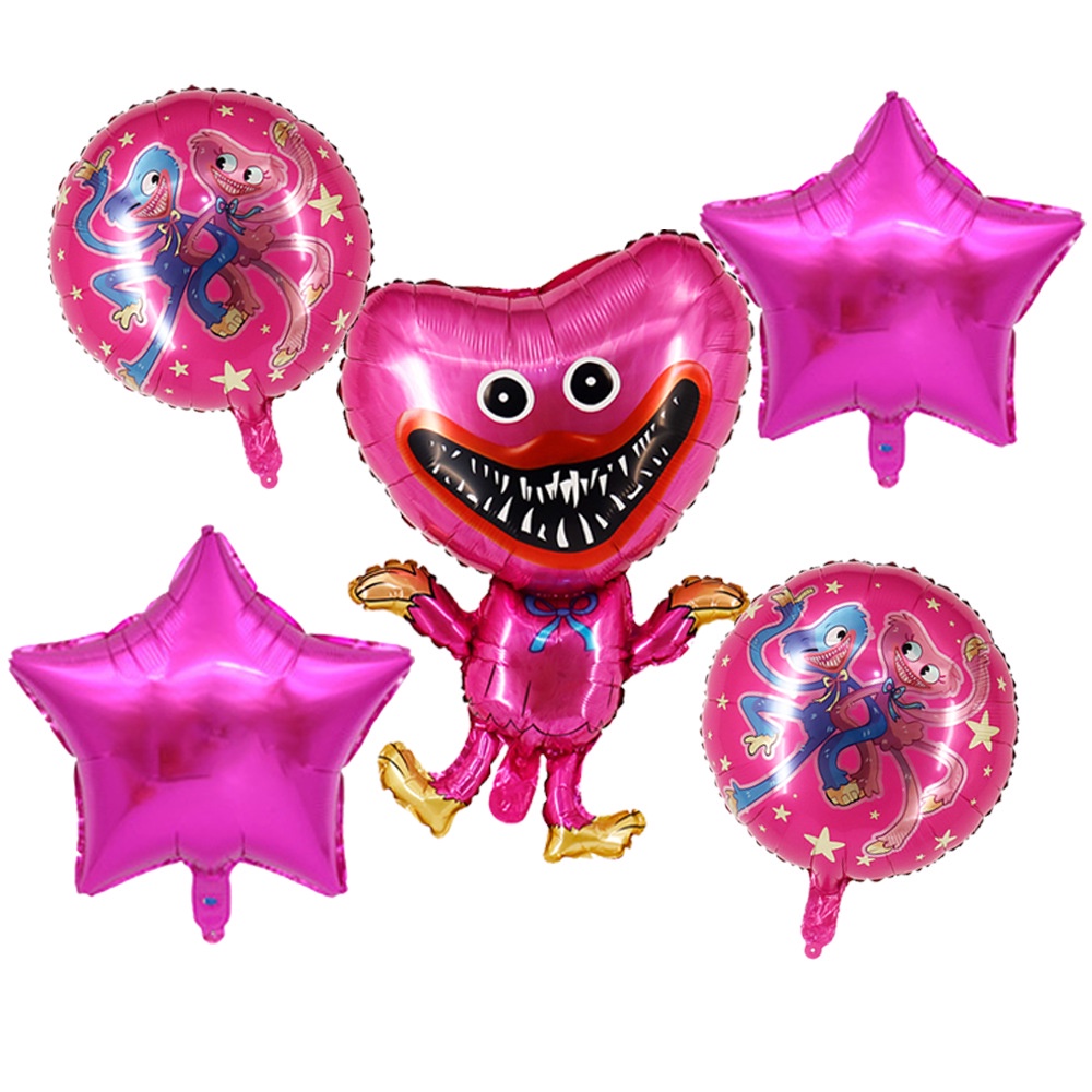 5pcs / lot Balon Aluminum Foil Bentuk Kartun Game Poppy Playtime Untuk Dekorasi Pesta Ulang Tahun Anak