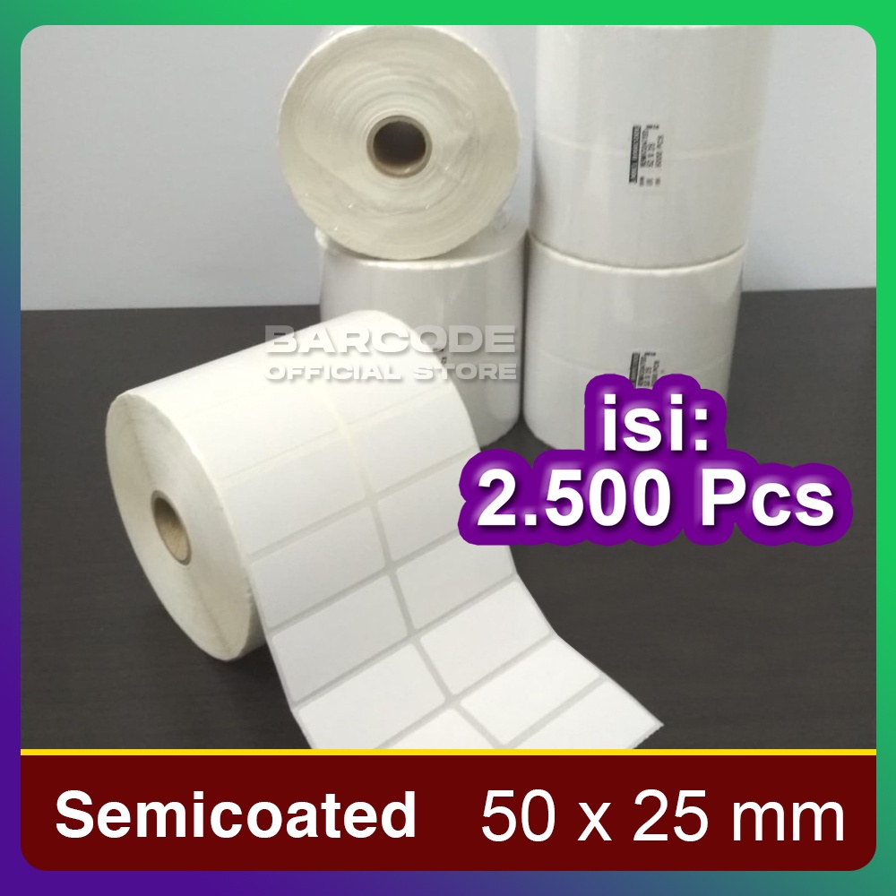 

Semicoated 50 x 25 mm 50x25mm 50x25 Kertas Sticker Label Barcode 2 Line
