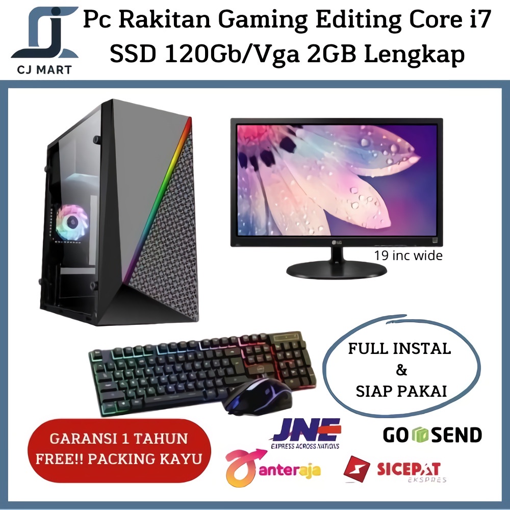 Pc Rakitan Gaming/Editing Core i7/Ram 16Gb/SSD 120Gb/Vga 2GB Lengkap