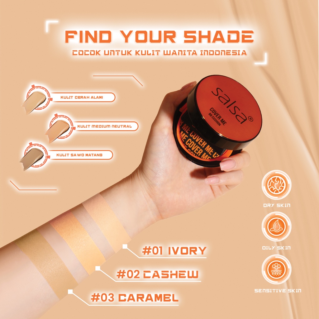 ★ BB ★  SALSA Cover Me BB Cushion - Semi Matte - Medium Coverage - Foundation Makeup