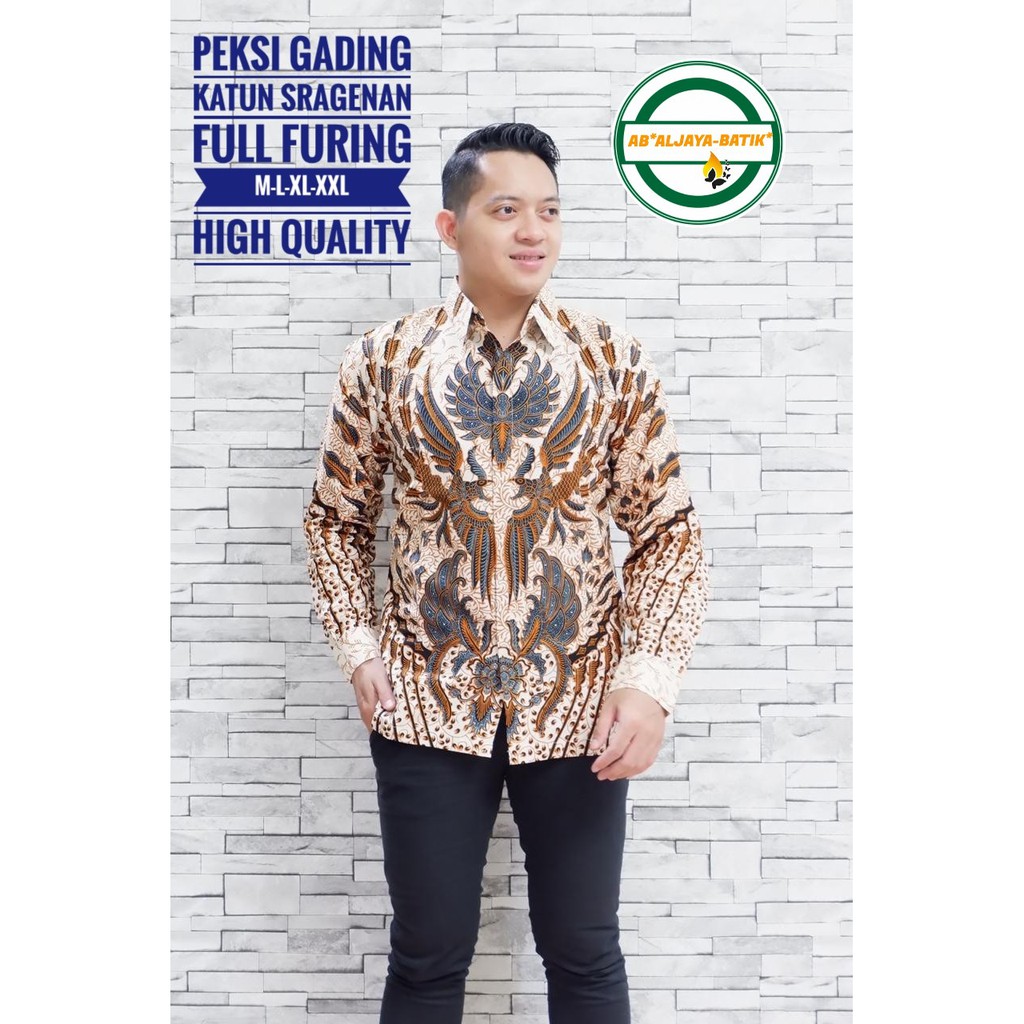 PEKSI GADING Baju Kemeja Batik Pria Solo Premium Lengan Panjang Katun Halus FULL FURING Aljaya