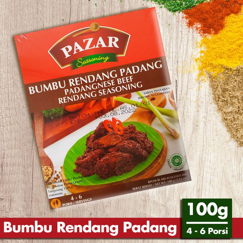 

[tokosafeea] PAZAR BUMBU RENDANG PADANG - Bumbu Masak Instan Box 100g