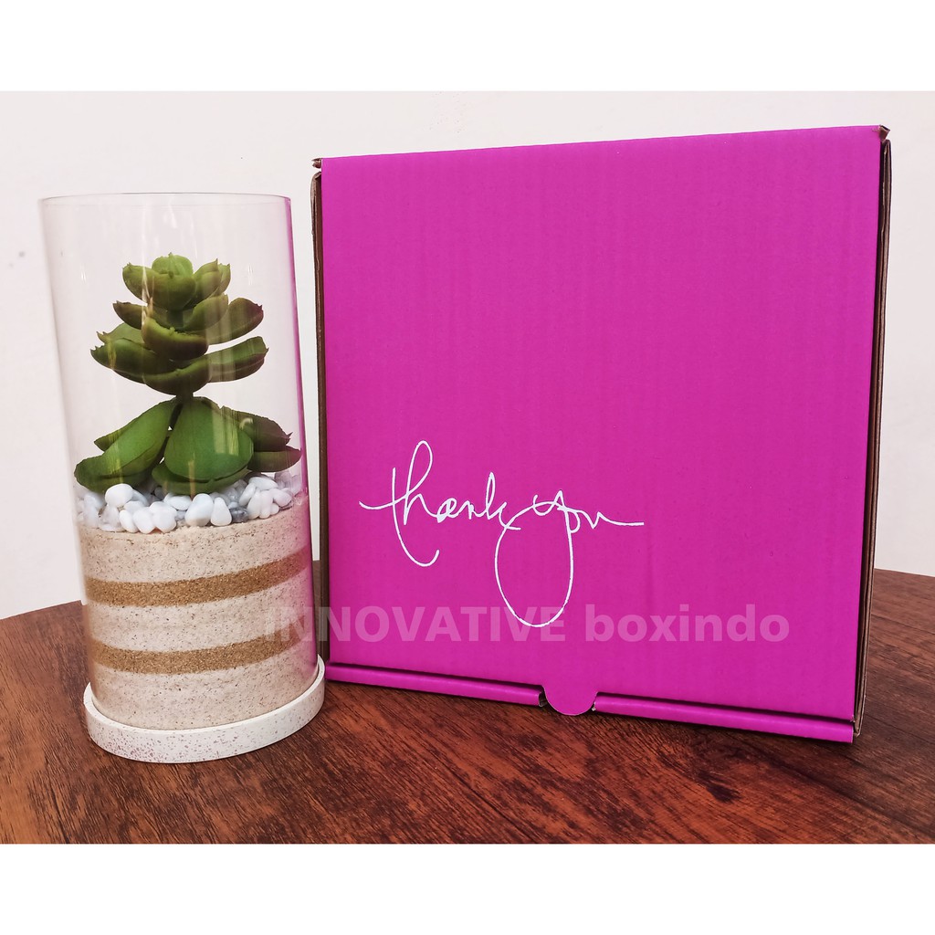 Kardus/Box 21x21x4 cm LD-Magenta Thank You