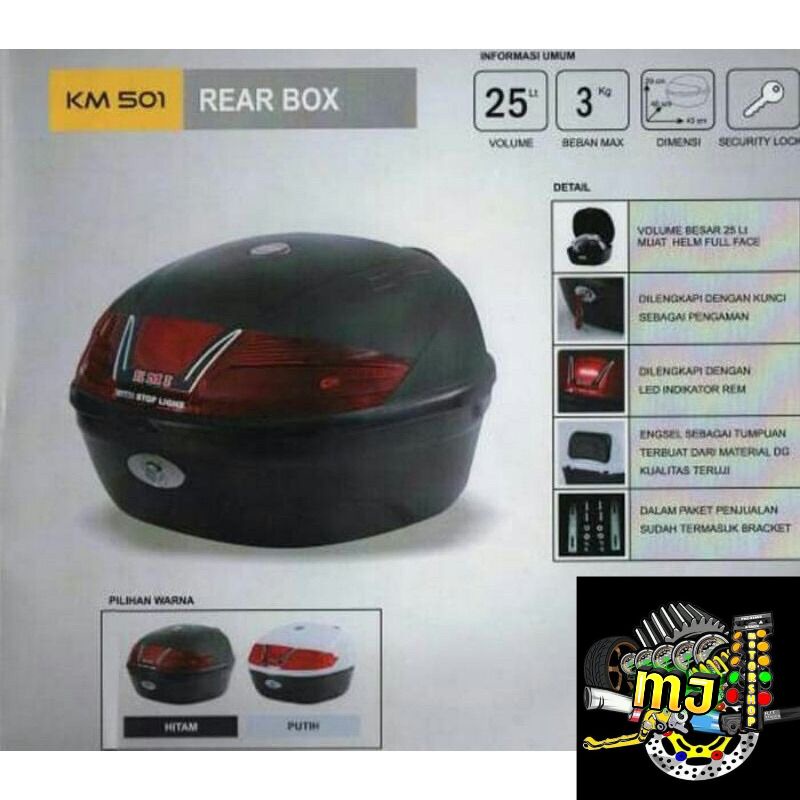 BOX KMI BELAKANG/BOX MOTOR BELAKANG KMI TIPE 501 Kapasitas 25 Liter-mj_motorshop