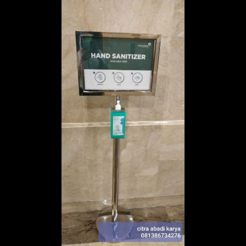 standing display poster a3 dengan hand sanitizer