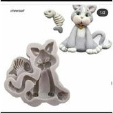 cetakan silikon puding coklat kucing ikan 2D