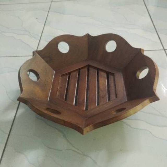 TEMPAT BUAH JATI PERSEGI ENAM, TEMPAT BUAH ANTIK, TEMPAT BUAH HIAS
