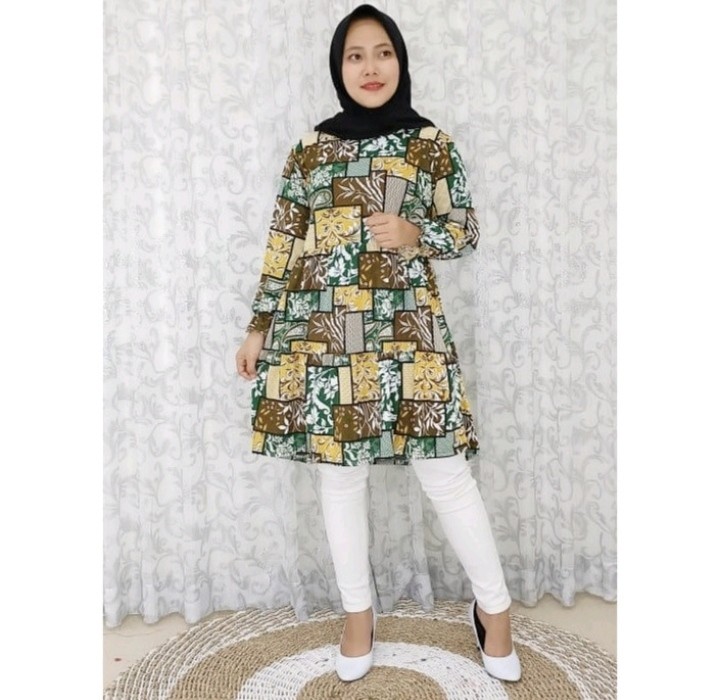 Tunik Ersy Etnic Batik Lengan Karet Gl Fashion