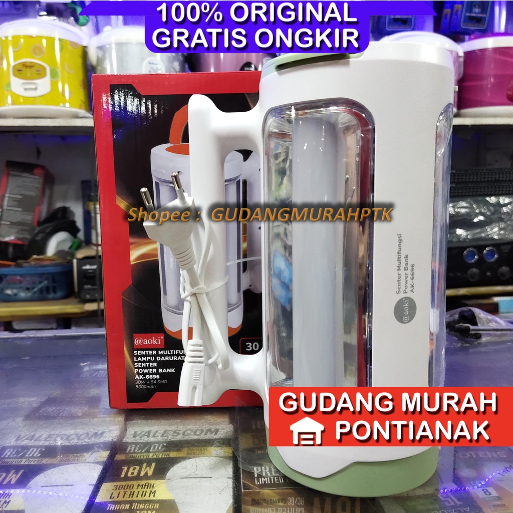 Emergency 30W Tahan 65JAM Lamp Lampu Darurat + Senter Lampu Emergency AK-6696 / Senter Lampu Emergency LED Aoki