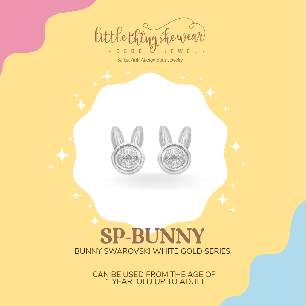 Anting Anak Littlethingshewear Bunny Swarovski White Gold Toddler SP-BUNNY 0,5gr