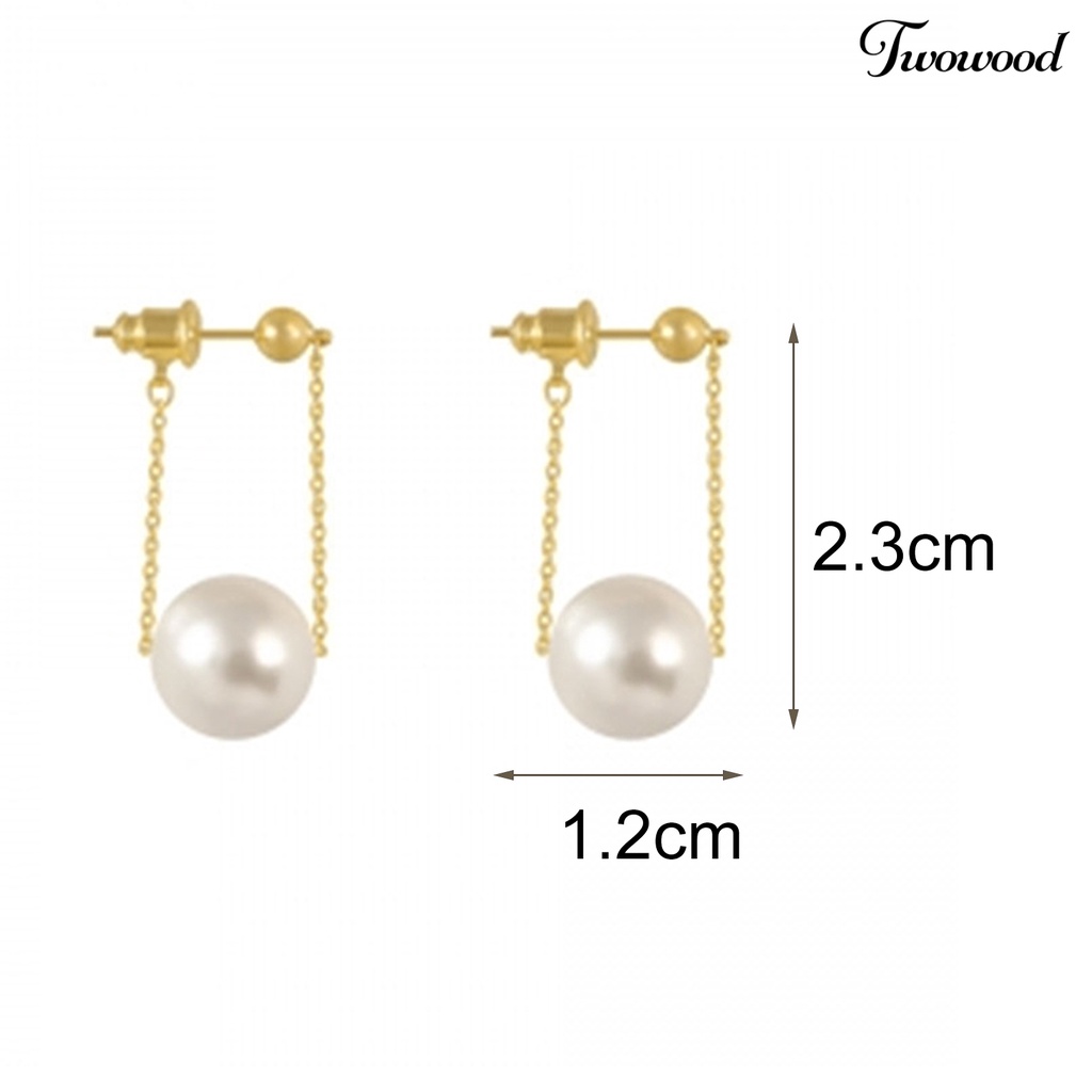 Twowood 1 Pair Piercing Bright Color Women Earrings Alloy Simple Faux Pearl Pendant Wedding Earrings Jewelry Accessory