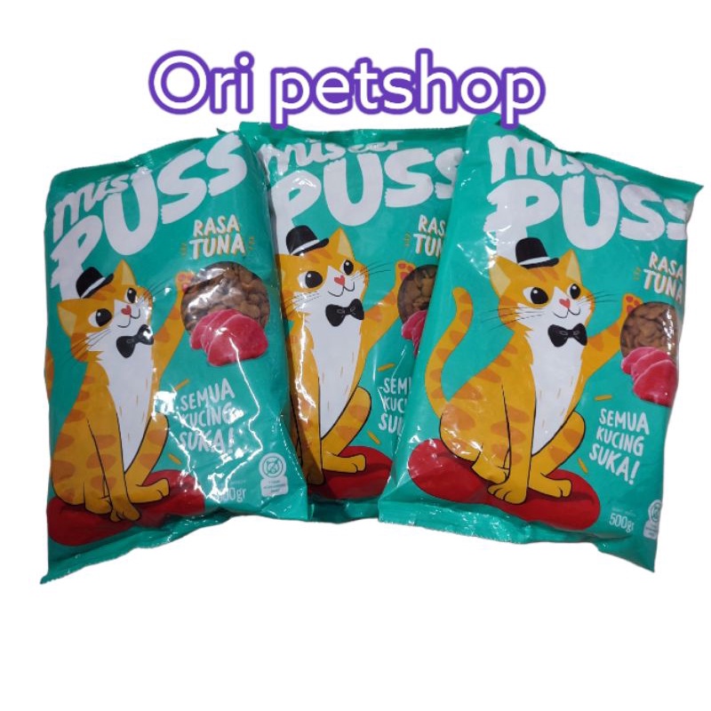 (5pcs)mister puss cat food makanan kucing frespack 500gr rasa TUNA