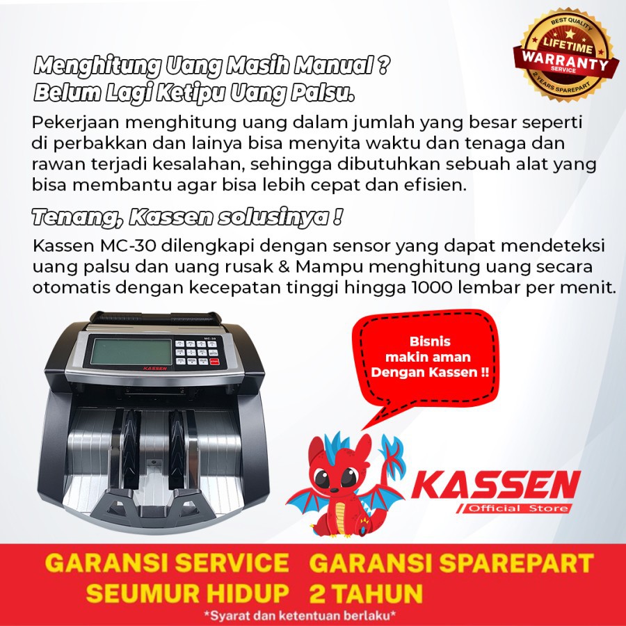 MESIN PENGHITUNG UANG KASSEN MC-30 MONEY BILL COUNTER MC30