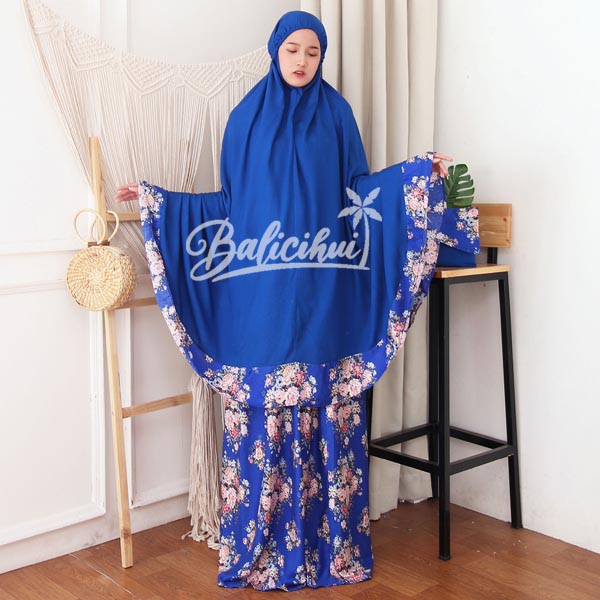 Balicihui Mukena Nadia Biru 1 Mukena Bali Jumbo Mukena Bali Dewasa Mukena Dewasa Jumbo by Balicihui