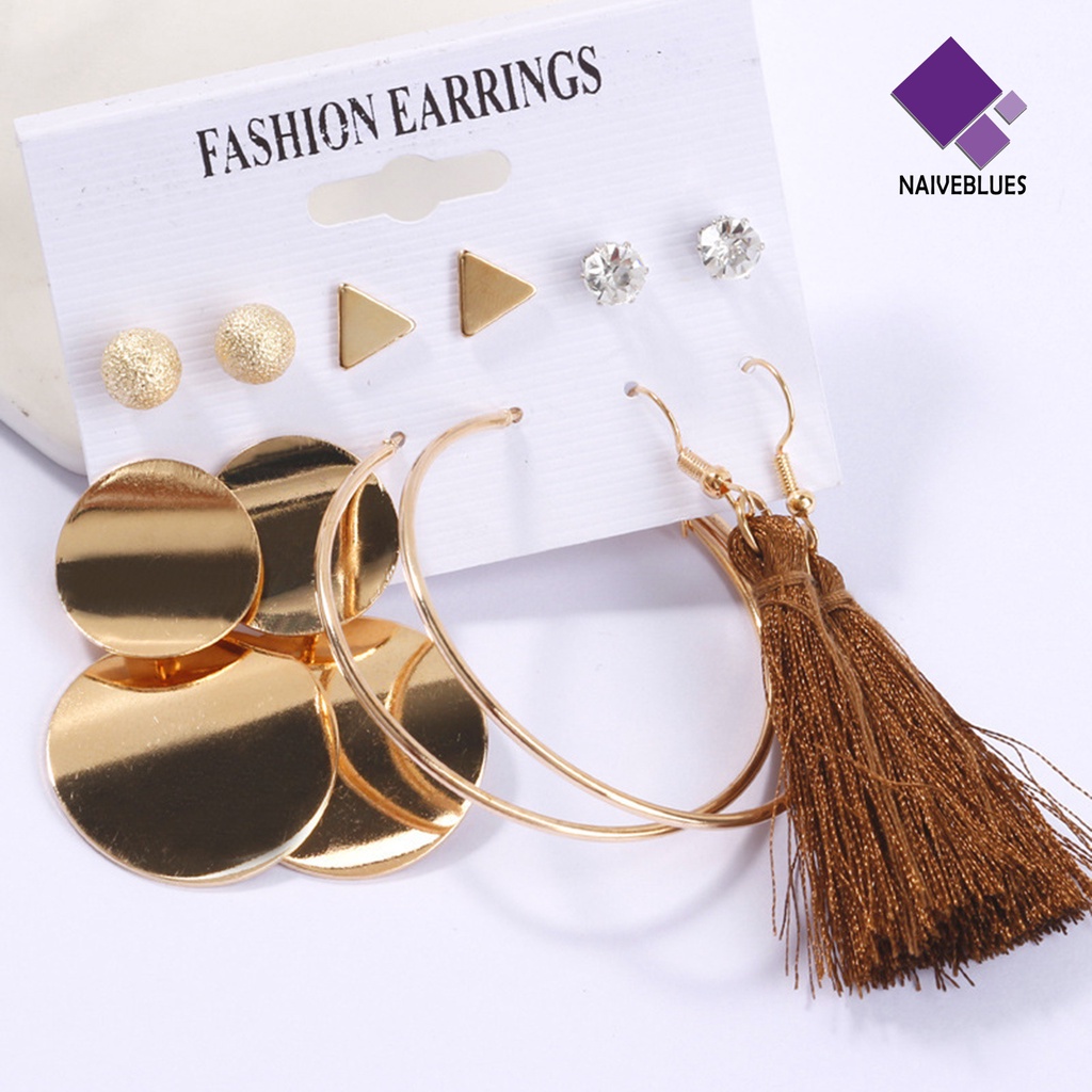 1 Set Anting Hoop Geometris Menjuntai Bahan Logam Untuk Pesta Hari Ibu