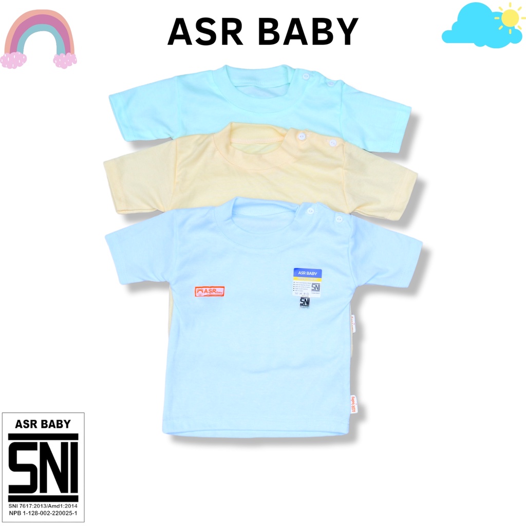 SETELAN BAJU BAYI PENDEK CELANA PAMPERS KATUN DOUBLE USIA 3-20 BULAN POLOS ASR BABY SNI