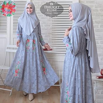 001 Tk Syar'i Brukat ELISE #Busana Muslim Baju Pakaian Gamis Maxi Dress Baru Murah Grosir TanahAbang