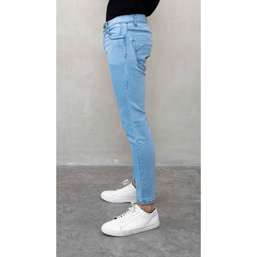 Celana jeans pria panjang biru muda stretch slim fit denim jeans bahan stretch melar houseofcuff
