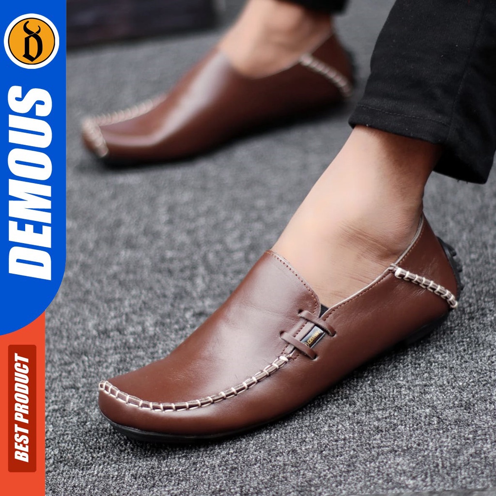 DEMOUS Sandro - Sepatu Slip On Casual Kerja Pria Kulit Asli