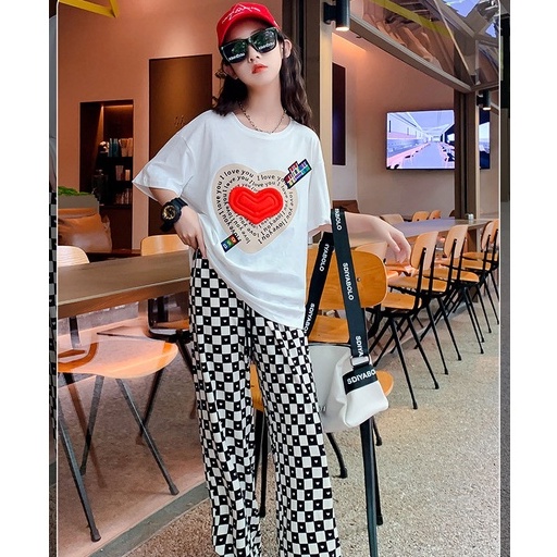 babyfit 5-15 thn setelan celana panjang 3D LOVE blouse import baju anak abg sr-812