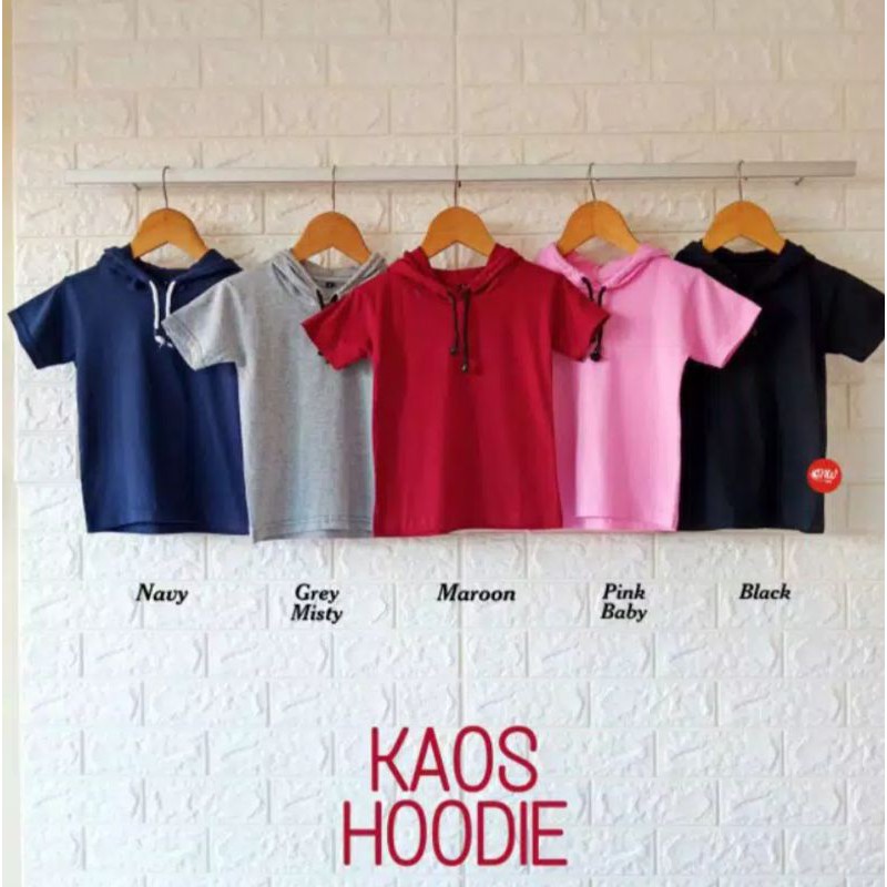 kaos hoodie kupluk anak polos usia 2-8 tahun