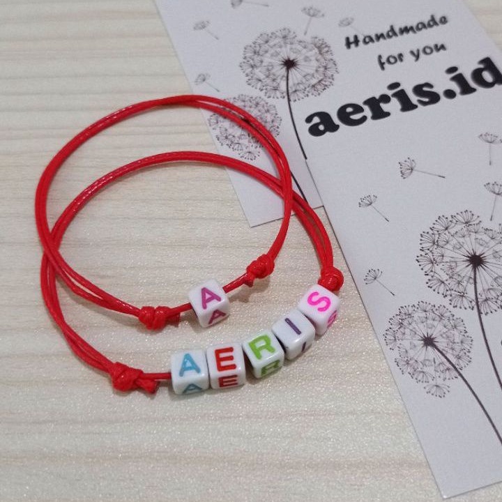 Gelang Inisial Huruf / Gelang Nama / Gelang Couple [MERAH]