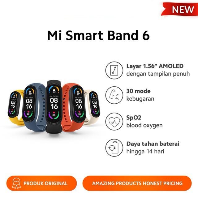 Jual Xiaomi Smart Band 6 Layar AMOLED 1,56" Smartwatch Indonesia|Shopee ...