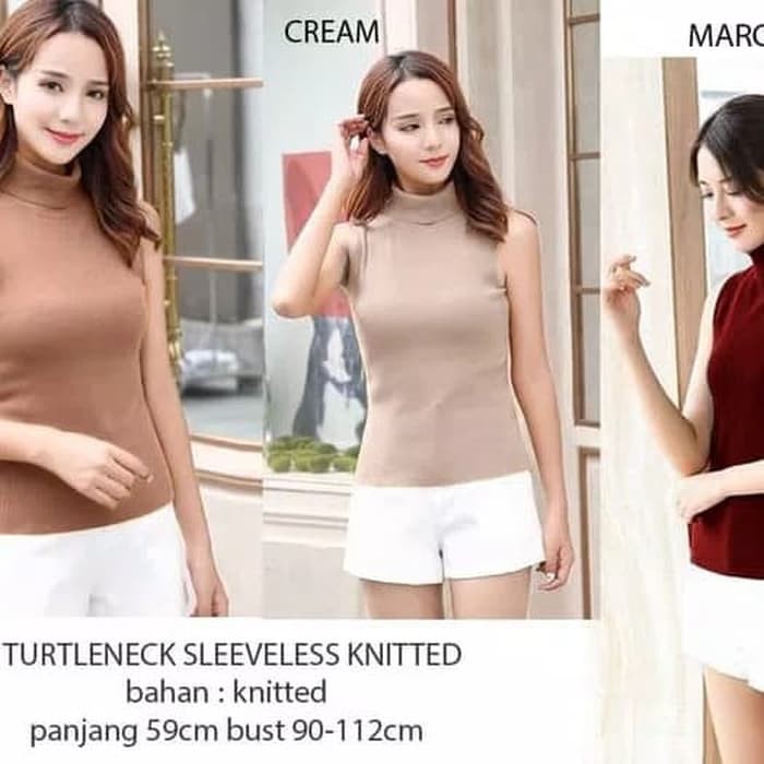 Turtleneck Sleeveless Knitted