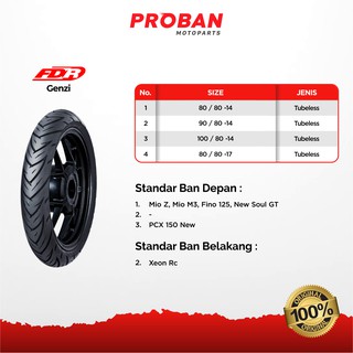  FDR  TL GENZI 80 80  Ring 14 Ban  Motor  Tubeless Shopee 