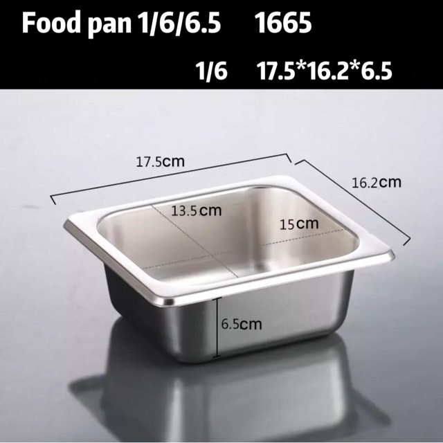 gastronom Food pan 1/6 ke dalam 6.5cm wadah penyimpan 1665 stainless steel