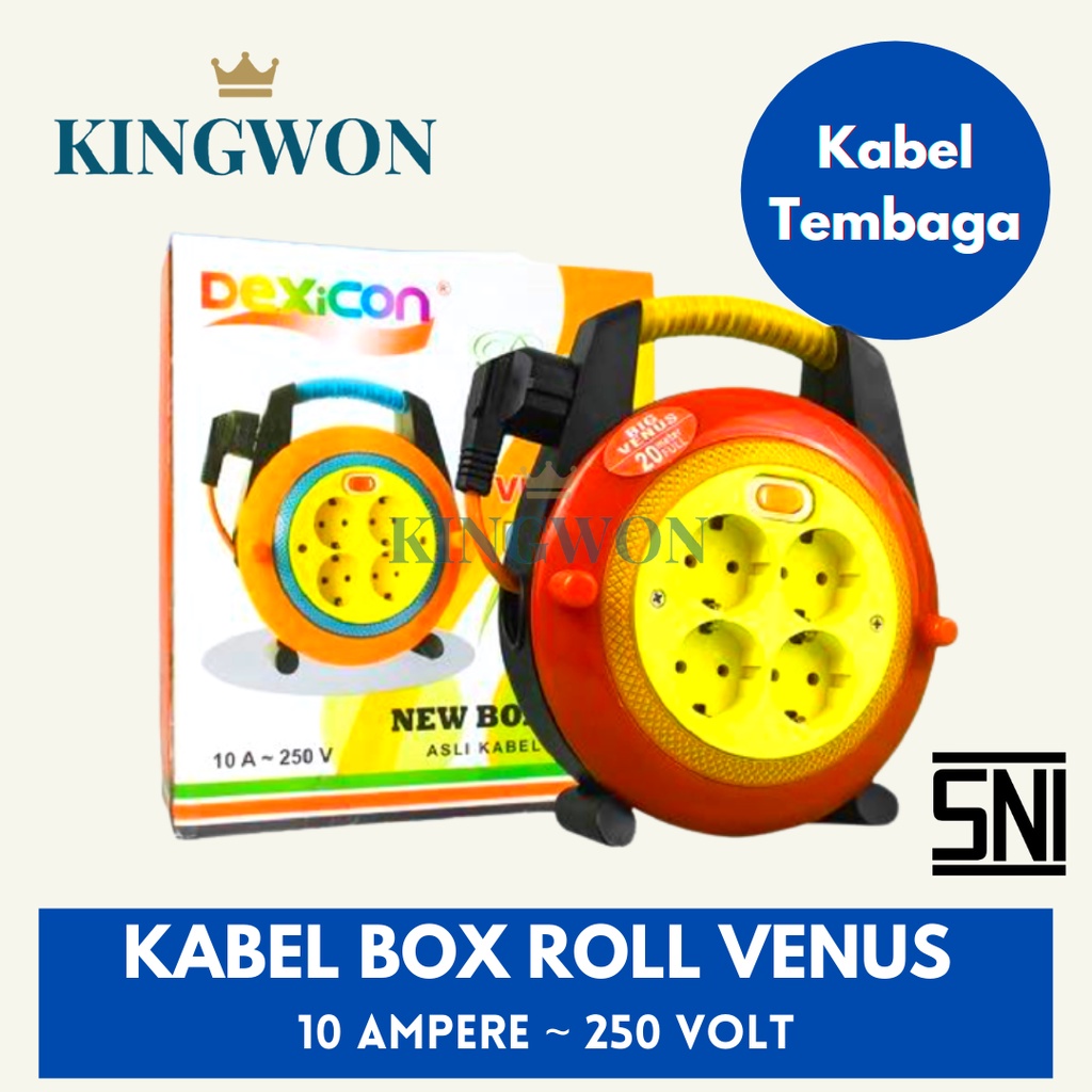 BOX KABEL ROLL VENUS KABEL GULUNG 4 LUBANG SAMBUNGAN COLOKAN LISTRIK STOPKONTAK SWITCH ON/OFF HIGH QUALITY SNI