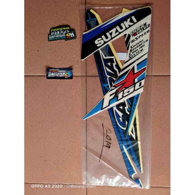 Striping standar satria fu 2014 biru putih bintang sticker satria f 150 facelit 2014 putih biru