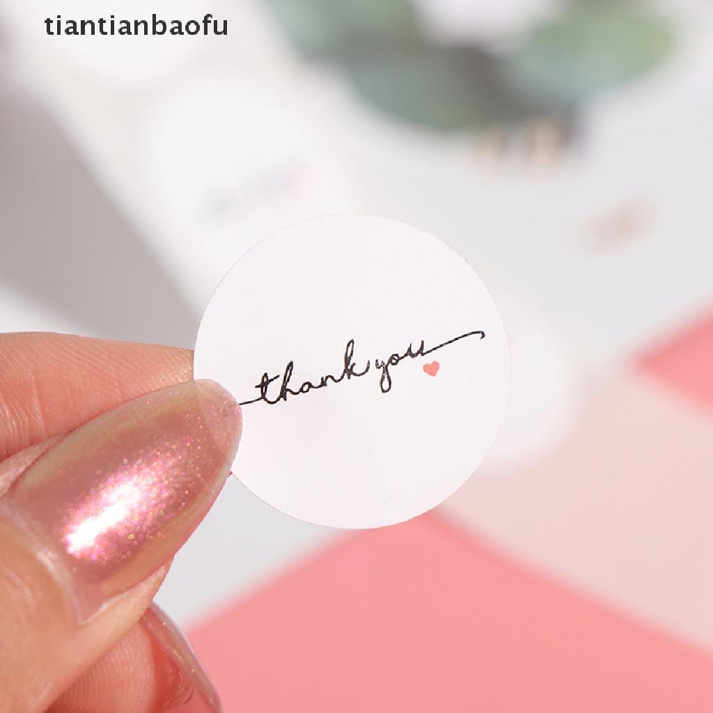 [tiantianbaofu] 500pcs/roll Round White paper label sticker thank you sticker scrapbook 1 inch Boutique