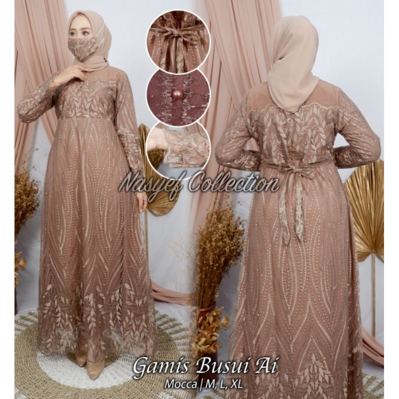 Gamis terbaru &gt; Gamis busui ai - gamis kebaya Tulle - gamis cantik - gamis modern - fashion wanita