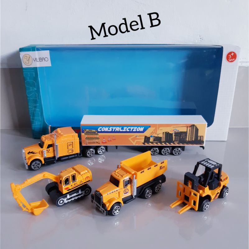 Diecast Set Mobil Truk Kontruksi Alloy - Mainan Miniatur Truck