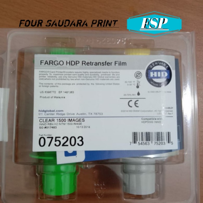 Fargo HDP Retransfer Film Clear PN 075203 Original