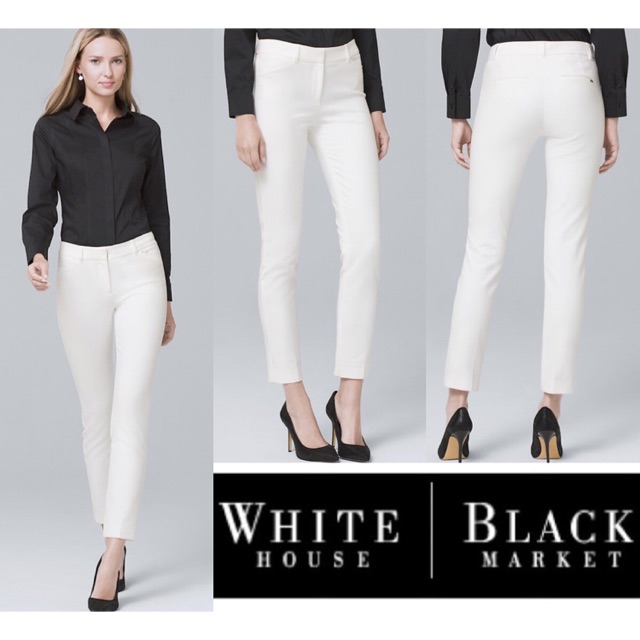 WHBM slim ankle office pants (white)