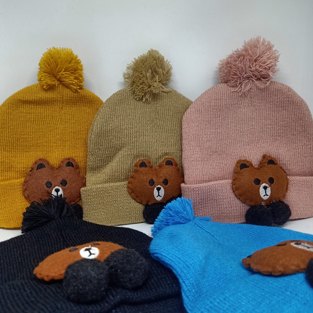 beanie hat kupluk bayi beruang brown lucu / kupluk anak bayi usia 0-3 tahun