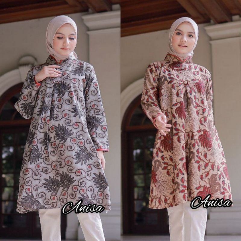 Batik Alina Tunik Batik Baju Batik Wanita Modern Atasan Batik Kerja Wanita Blouse Batik Kantor Seragam Batik M L XL XXL